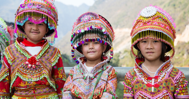 Hmong people wearing traditional Hmong clothes