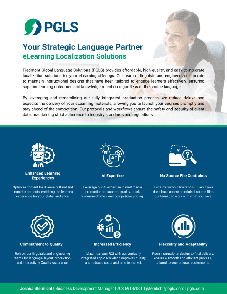 eLearning Localization One-Pager Mockup